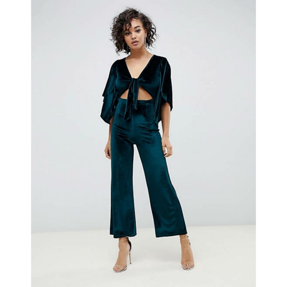 ASOS Teal Velvet Jumpsuit